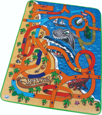 Tapet lojrash ODS Hot Wheels 42021 Shark City, 120cm, sipërfaqe që lahet, shumëngjyrësh
