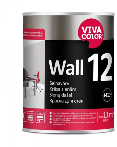 Bojë muresh Vivacolor WALL 12 A, 0.9L, gjysmë e mat, e bardhë