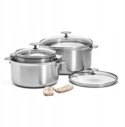 Set tenxheresh De Buyer Alchimy Loqy, 3 copë, çelik inox, me kapakë