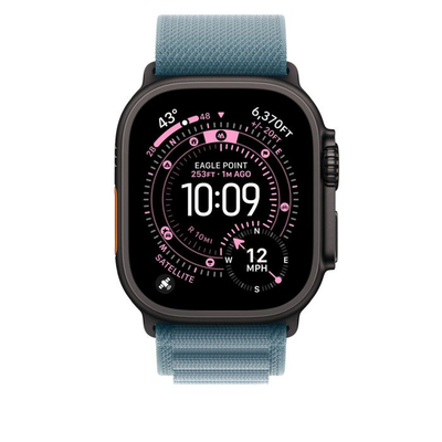 Apple Watch 49mm Loop, Light Blue Alpine Loop, Small, Black Titanium Finish