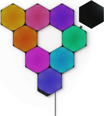 Panele drite inteligjente Nanoleaf Shapes Ultra Black Hexagons NL42-0102HX-9PK, Wi-Fi, RGB, të zeza