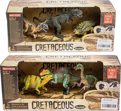 Set lodrash dinosaurë King Me World Cretaceous, figura plastike, me ngjyra të ndryshme