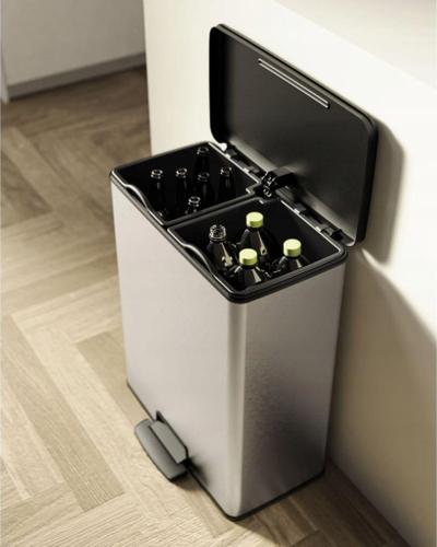 Kosh plehrash Curver Duo Pedal Bin Deco, 2x26L, me pedale, gri argjendtë