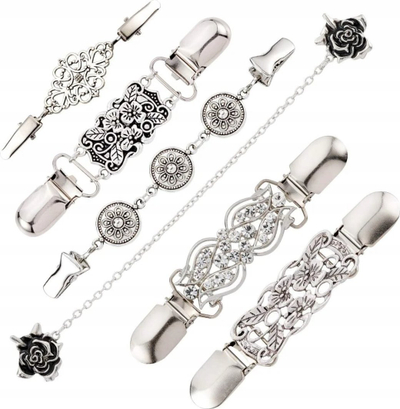 Kapëse zbukuruese për xhaketë senza markë, set 6 copë, metal, argjendi