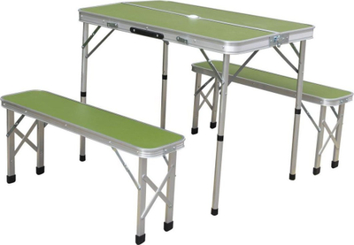 Set tavoline palosëse turistike Enero Folding, 90x60x70 cm, 2 stola alumini, jeshile