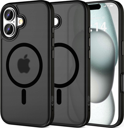 Mbulesë Tech-Protect Magmat MagSafe për iPhone 16, TPU edhe polikarbonat, e zezë mat