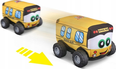 Lodër autobus shkolle BB Junior My 1st Soft, prej tekstili të butë, me mekanizëm pull back, i verdhë