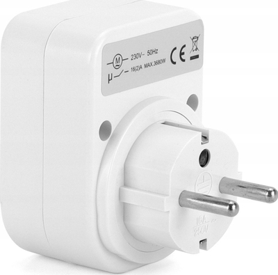 Ndarës prizash me USB Power Splitter, 1x prizë, 2x USB 2.1A, i bardhë