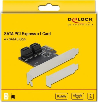 Картичка за проширување DeLOCK PCI Express x1, 4 SATA порти, low profile