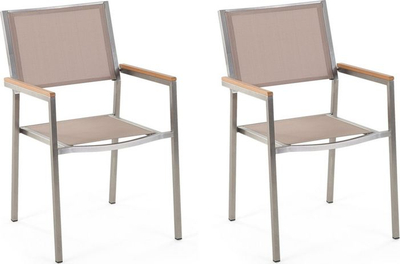 Set karrigesh kopshti Beliani GROSSETO, çelik inox, set 2 copë, bezhë