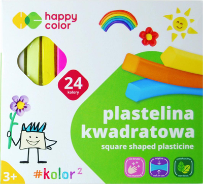 Plastelinë Happy Color Square, 24 ngjyra, për kalamaj 3+