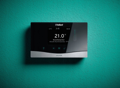 Termostat wireless Vaillant VRT 380f sensoHOME, ekran 3.5", kontroll përmes aplikacionit, i zi