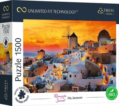 Puzzle Trefl Santorini Romantic Sunset, 1500 copa, panoramë Oia