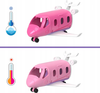 Set lodër Barbie Mini BarbieLand Doll and Vehicle, kukull 3.8 cm, avion Dreamplane me ndryshim ngjyre, shumëngjyrësh
