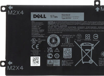 Bateri për laptop Dell 97Wh Litium Jon, origjinale, e zezë