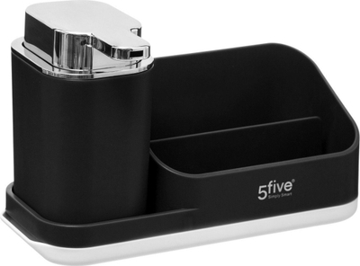Dispenser sapuni i lëngshëm 5five me organizues, 300ml, i zi