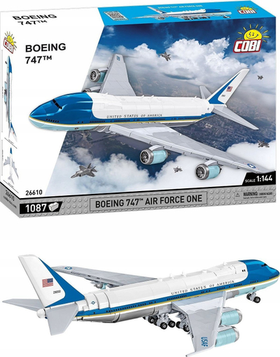 Set ndërtimi Cobi Bricks Boeing 747 Air Force One, mbi 1000 copa, 40 cm, shumëngjyrësh