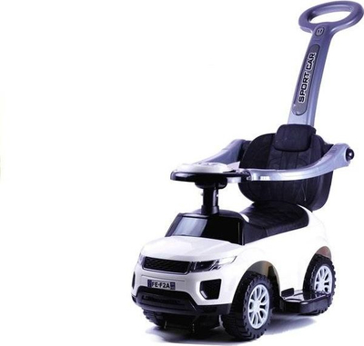 Makinë lodër shtytëse Leantoys 614W Sport Car, dorezë prindi, sedilje me parmakë, e bardhë