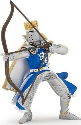 Figurinë lodër Papo Knight 39795, kalorës me hark e shigjetë, me mantel blu e bardhë