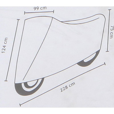 Mbulesë motori Dunlop L, 228 x 99 x 124 cm, që i rri ballë motit, gri argjend