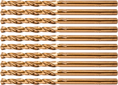 Set spiralë metalit Neo HSS Co, 4.0 mm, 10 copë, ngjyrë ari