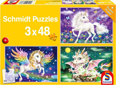 Puzzle Schmidt Spiele Mythical Creatures G3, 3 x 48 elemente, shumëngjyrëshe