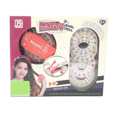 Set dekorimi flokësh Askato, makinë dekorimi, rruaza ngjitëse, shumëngjyrësh