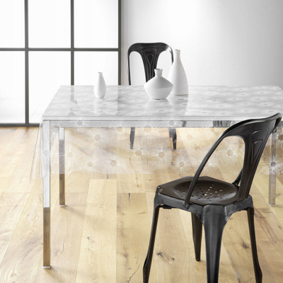 Mbulesë tavoline Bricoline Crystal, drejtkëndëshe 140 x 240 cm, transparente, me diell të bardhë
