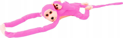 Lodër plushe majmun me bebe Mascot, 70 cm, rozë