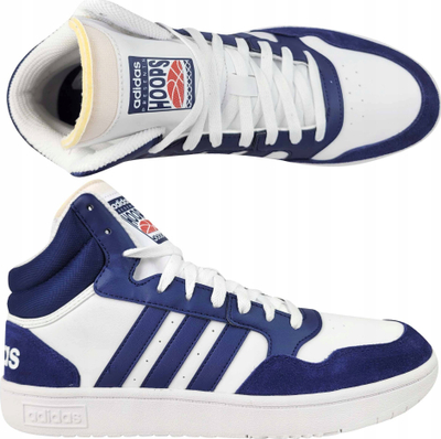 Atlete Adidas Hoops 3.0 Mid M IG1432, për burra, të bardha me blu