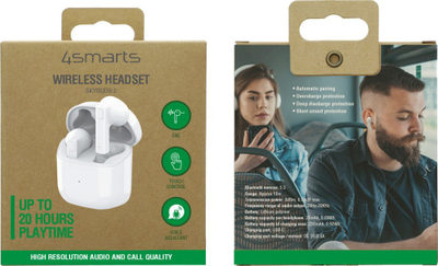 Kufje in-ear pa tela 4smarts SkyBuds 2 ENC, Bluetooth, True Wireless, të bardha
