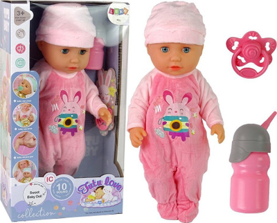 Kukull bebe Leantoys 12401, me tinguj dhe biberon, funksion çnatomie, rozë