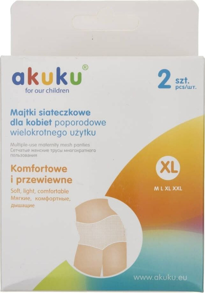 Mbathje pas lindjes Akuku, rrjetë, set 2 copë, madhësia XL, të bardha