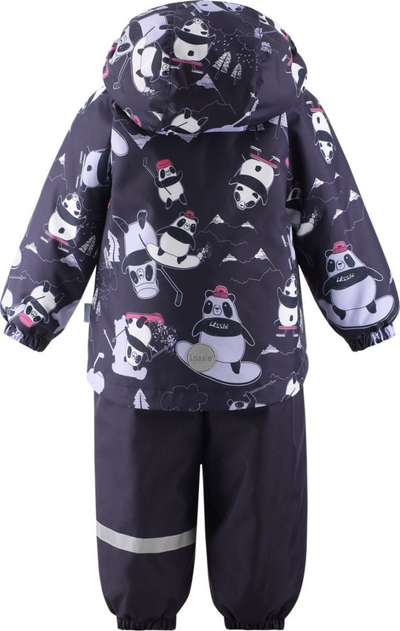 Komplet dimri për fëmijë Lassie, xhup me kapuç, pantallona kundër ujit, me panda, ngjyrë e errët