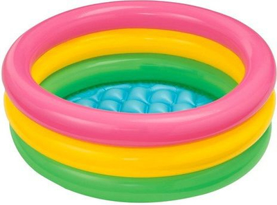 Intex Sunset Glow 3-прстен надувувачки базен за бебиња, 85 cm x 25 cm