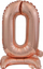Balonë mini folje numri 0 me bazament, 22x40cm, rose gold