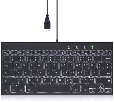 Tastierë Perixx PERIBOARD-429, me kabllo USB, layout gjerman QWERTZ, me ndriçim, e zezë