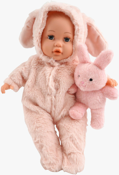 Kukull Happytoys Happy Friend Luna, 35cm, me kostum lepurushe, rozë