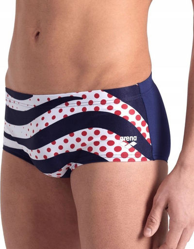 Rroba banje për burra Arena Multi Stripes, tip boxer, që s’i ha klori, blu me shumë ngjyra