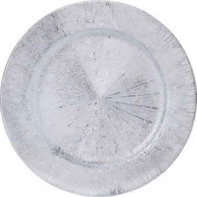 Pjatë dekorative Metallic Charger Plate, 33 cm, plastike, ngjyrë argjendi