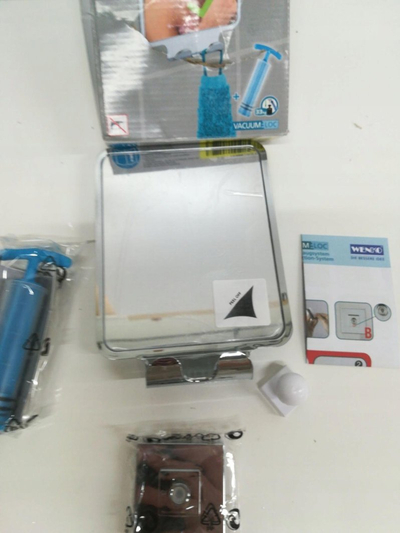 Pasqyrë muri Wenko Vacuum Loc Quadro, montim pa shpim, inoks
