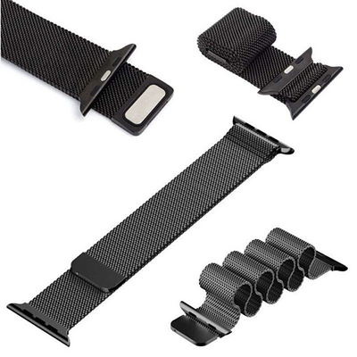 Rrip 4wrist për orë Apple 42, 44, 45, 49 mm, i zi