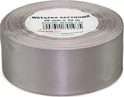 Shirit sateni dekorativ Brewis WS38-179, 38mm, 32m, argjend