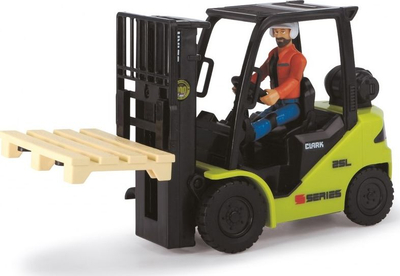 Lodër forklift Dickie Toys Clark, set me paletë dhe figurë, jeshile me të zezë
