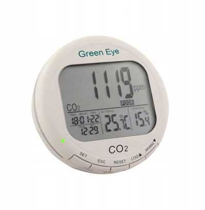 Matës parametrash ajri Az Green Eye 7798, CO₂, temperaturë edhe lagështi, me ekran LCD, i bardhë