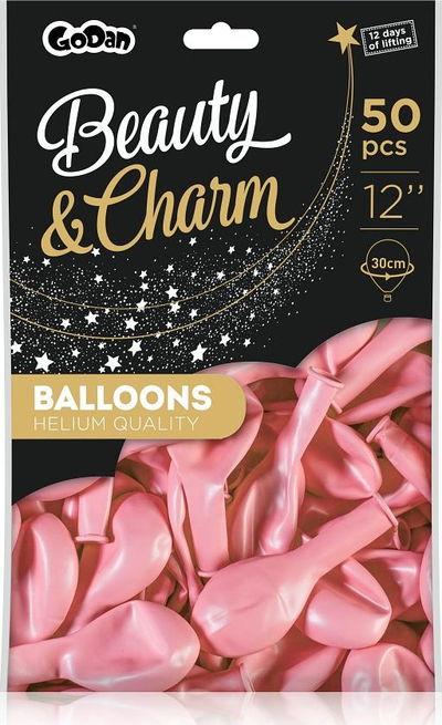 Balona Godan Beauty &amp; Charm, metalike, 30cm, 50 copë, rozë