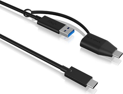Kabllo USB ICY BOX IB-CB034, USB-C në USB-C me adapter USB-A, USB 3.2 Gen 2, 1m, e zezë