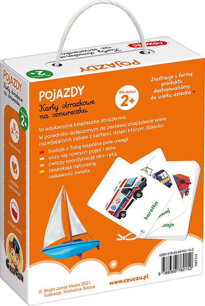 Илустративни карти Bright Junior Media CzuCzu Picture Cards On a String Vehicles, сет 32 парчиња, за деца