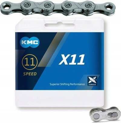 Zinxhir biçiklete KMC X11, 11 shpejtësi, 114 hallka, gri