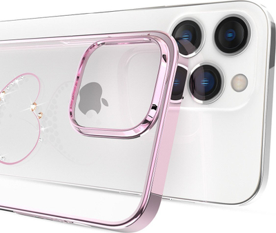 Kllëf telefoni Kingxbar Wish Series për iPhone 14, me kristale zbukurimi, rozë transparent